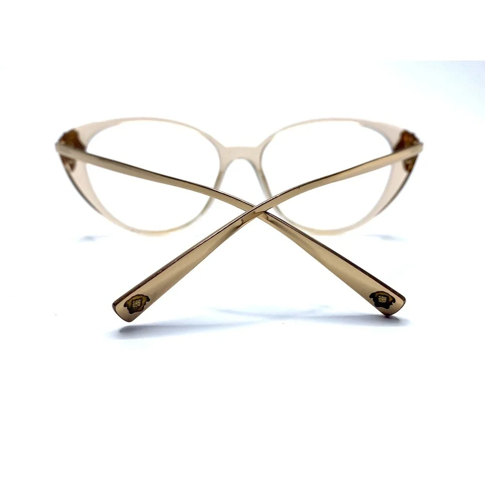 Versace Tan Clear Rose Gold Cat Eye Eyeglasses Italy MOD.3262-B 5215 52 16 140